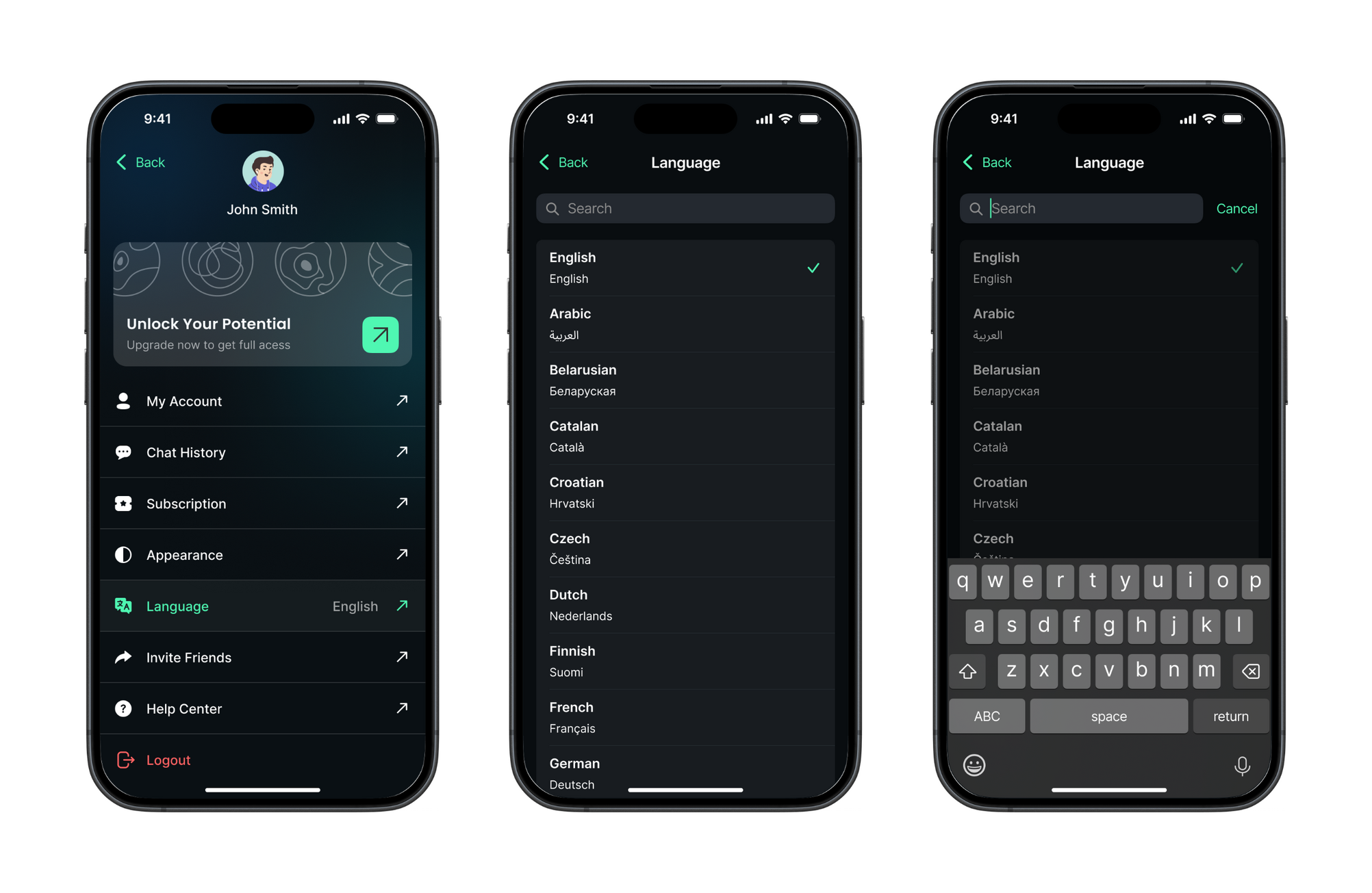 Language settings